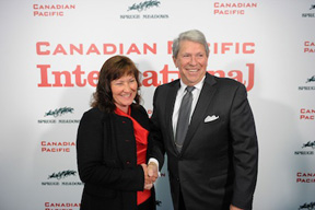 Spruce Meadows President Linda Southern-Heathcott and Canadian Pacific CEO Hunter Harrison announce the new $1.5 Million Canadian Pacific International.