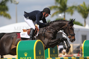 Eric Lamaze guides Zigali P S to victory in the $50,000 WEF Challenge Cup Round XI at the FTI Consulting Winter Equestrian Festival in Wellington, FL. Photo by Sportfot