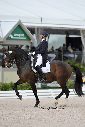 Megan Lane and Caravella won the FEI Grand Prix Freestyle CDI 3* during week 12 of the Adequan® Global Dressage Festival. Photo by SusanJStickle.com