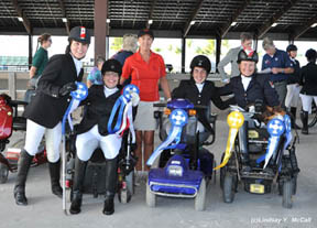 The Canadian Para-Equestrian Team, comprised of Ashley Gowanlock, Jody Schloss, chef d'équipe Elizabeth Quigg, Robyn Andrews and Lauren Barwick, won the overall team competition at Adequan Global Dressage Festival 10 CPEDI3*. Photo by Lindsay Y. McCall