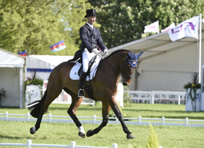 Clark Montgomery (USA) produces a superb performance on Loughan Glen to take the lead after Dressage at the Mitsubishi Motors Badminton Horse Trials, fourth leg of the FEI Classics™ series. Photo: Kate Houghton/FEI.