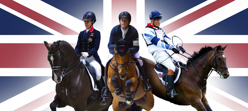 British riders have broken all-time records, occupying the world number one slots in all three Olympic equestrian disciplines. Pictured from left: Charlotte Dujardin and Valegro, leaders of the FEI World Individual Dressage Rankings; Scott Brash, world number one on the Longines Rankings, aboard Ursula XII; and William Fox-Pitt, who tops the FEI World Eventing Athlete Rankings, pictured here at the London 2012 Olympic Games riding Lionheart. Photo by FEI/Arnd Bronkhorst and Jacques Toffi