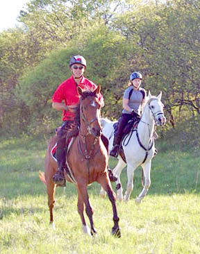 Bob Gielen and Melody Blittersdorf participating in the Cayuse Canter in 2011.