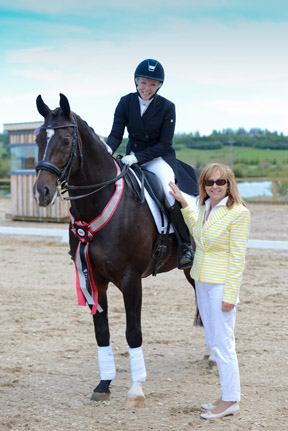 Grand Prix rider and High Performance 1 Equine Canada coach Wendy Christoff won four of the six FEI classes she entered at the CDI 3* Calgary, held June 27-29, 2014, at Anderson Ranch in Calgary, AB (left to right Wendy Christoff and Brenda Minor). Photo by NewConcept Films