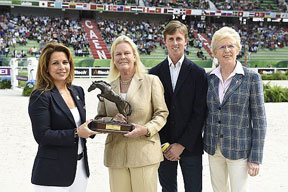HRH Princess Haya; Mrs Jane Clark; Ben Maher and Mrs. Madeleine Winter-Schulze, representing the Jumping Owners Club