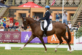 Megan Jones is in the lead after the dressage phase of FEI Classics™ at the Australian International 3 Day Event in Adelaide with Kirby Park Allofasudden. Photo by Julie Wilson/FEI