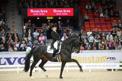 Germany’s Jessica von Bredow-Werndl and Unee BB made it a back-to-back double when, for the second year running, they came out on top at the Reem Acra FEI World Cup™ qualifier in Gothenburg, Sweden. Photo by FEI/Roland Thunholm