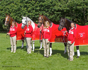 The Canadian Dressage Team at the 2012 London Olympics. From left to right: Diane Creech, Jacqueline Brooks, Ashley Holzer, and David Marcus. Photo courtesy of Cealy Tetley