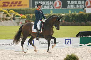 A super test from Diederik van Silfhout and Arlando NOP placed them top of the individual rankings and put The Netherlands in temporary silver medal spot when the first of two days of competition to decide the team medals at the FEI European Dressage Championships 2015 took place in Aachen, Germany. Photo by FEI/Dirk Caremans