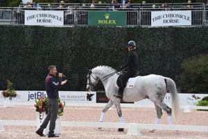 Charlotte Dujardin, aboard Renaissance Tyme, and Robert Dover during Sunday's Master's Class,