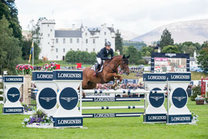Golden moment: Germany’s Michael Jung jumps clear on fischerTakinou to win double gold at the Longines FEI European Eventing Championships at Blair Castle in Scotland (GBR). Photo by Jon Stroud/FEI