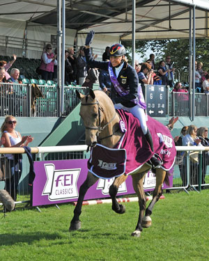 Ingrid Klimke (GER) is the first German rider to win the FEI Classics™ since the series began in 2008. She won Pau in 2014 (Horseware Hale Bob) and Luhmühlen (GER) this year on FRH Escada JS, and finished second (on Horseware Hale Bob) at Badminton. Photo by Trevor Meeks/FEI