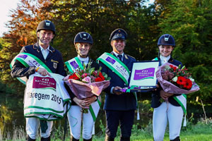 Germany scored its third win in FEI Nations Cup™ Eventing this season, this time at Waregem (BEL), from left to right: Andreas Dibowski, Annamaria Rieke, Andreas Ostholt and Julia Krajewski. Phot by Hanna Broms/FEI
