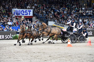 Photo caption: Australia’s Boyd Exell picked up where he left off last season when the defending FEI World Cup™ Driving champion cruised to victory with his Four-in-Hand team at the first leg of the 2015/2016 series at Stuttgart, Germany. Photo by FEI/Karl-Heinz Frieler