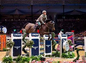 Italy’s Emanuele Gaudiano and Admara produced a devastating turn of speed in the jump-off to win the seventh leg of the Longines FEI World Cup™ Jumping 2015/2016 Western European League at Olympia, London (GBR) . Photo by FEI/Jon Stroud