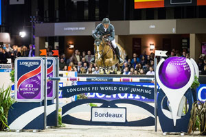 Kevin Staut and Reveur de Hurtebise HDC won the nail-biting last leg of the Longines FEI World Cup™ Jumping 2015/2015 Western European League on home ground in Bordeaux (FRA). Photo by FEI/Eric Knoll