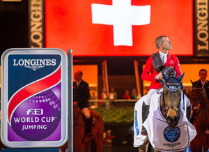 Pius Schwizer and PSG Future produced a superb host-nation victory at the tenth leg of the Longines FEI World Cup™ Jumping 2015/2016 Western European League in Zurich (SUI). Photo by FEI/Tomas Holcbecher