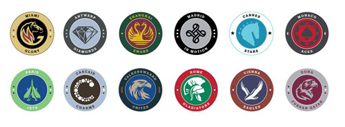 The 2016 Global Champions League Team logos.