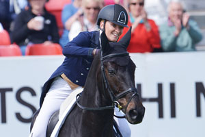 Emily King (GBR) and Brookleigh produce a brilliant test to lie in second place behind Michael Jung (GER) after the Dressage phase at the Mitsubishi Motors Badminton Horse Trials (GBR), fourth leg of the FEI Classics™ 2015/2016. Photo by Sebastian Oakley/FEI