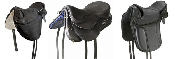 A variety of treeless saddles randomly chosen from the internet – brands unknown.