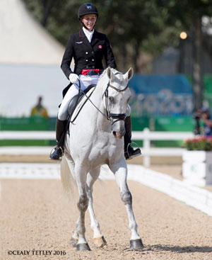Colleen Loach of Dunham, QC made her Olympic debut in the dressage phase of eventing, partnered with Qorry Blue d’Argouges, at the Rio 2016 Olympic Games on Aug. 7, 2016. Photo by Cealy Tetley