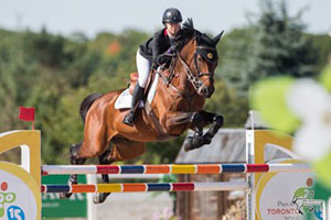 Nicole Walker of Aurora, ON, won the $86,000 CSI2* Caledon Cup - Phase Three, presented by HEP, Aviva Insurance, and Edge Mutual Insurance, riding Deko de Landetta Z on Sunday, September 25, at the CSI2* Canadian Show Jumping Tournament in Caledon, ON. Photo by Ben Radvanyi Photography