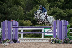 Riding Lothlorien's Dillinger, Conor Swail won the $50,000 FEI Jumper Classic, presented by Horseware in May at the Caledon Equestrian Park. Photo by Ben Radvanyi