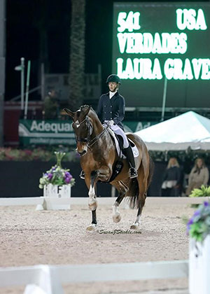 Laura Graves and Verdades won the FEI Grand Prix Freestyle CDI-W at the Adequan® Global Dressage Festival. Photo by Susan J. Stickle