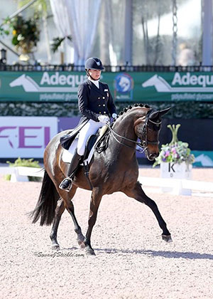Thumbnail for Jessica Rhinelander 4th in FEI Intermediaire 1 Freestyle CDI 3* at ADGF