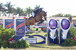 Egypt's Nayel Nasser and Lordan won the $216,000 Longines FEI World Cup™ Jumping Wellington CSI3*-W, presented by SOVARO®, on Sunday to conclude the 2017 CP Palm Beach Masters. Photo by Taylor Renner/Phelps Sports
