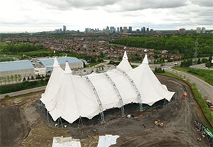 Cavalia's White Big Top went up in Mississauga on May 25th ahead of Odysseo's June 21st opening.