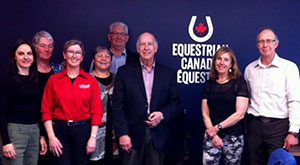 The newly-established Equestrian Canada (EC) Driving Committee conducted a two-day meeting at the EC national office in Ottawa, ON from May 2-3, 2017 in order to connect and collaborate on strategic direction and priorities to support the sport of driving in Canada. L to R: EC CEO, Eva Havaris, Ellen Hockley (BC), Patricia Carley (AB), Diane Goyette (QC), Dave Sim (ON), Michel Lapierre (QC), Elisa Marocchi (BC), François Bergeron (QC).
