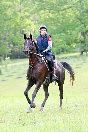 Wendy MacCoubrey of Ste. Justine de Newton, QC was the top-ranked Canadian in the CEI 2* 120 km at the CEI Biltmore Challenge in Asheville, NC, riding her homebred mare Black Bart’s Lolita to a third place finish. Photo by Becky Siler Pearman