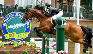 Lucy Deslauriers and Hester and won the ATCO Challenge at the Spruce Meadows National. Photo by Spruce Meadows Media Services
