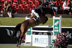 McLain Ward piloted HH Carlos to triumph in the Mercer Cup 1.45m at the Spruce Meadows Pan American. Photo by Spruce Meadows Media Services