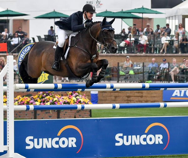 HH Carlos Z carried McLain Ward to victory in the Suncor Cup at the Spruce Meadows Masters. Photo by Spruce Meadows Media Services