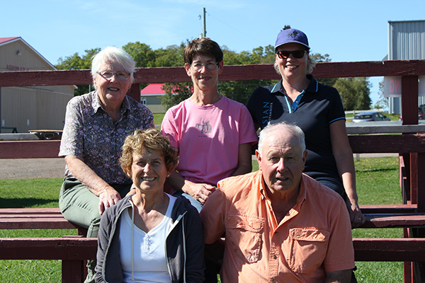 The Dressage Prince Edward Island team has been awarded the Dressage Volunteer of the Month title for September 2017 in recognition of their dedication to supporting the sport of dressage in the Martimes. Clockwise from top left: Teresa Mellish, Florine Proud, Anna Osinga Bouma, Ken Mellish, Virginia Cooke. Photo courtesy of Teresa Mellish