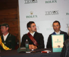 Give that man another watch: Kent Farrington won the feature $380,000 Rolex Grand Prix during Saturday Night Lights on Oct. 21st. Mexico's Eugenio Garza (centre) was second and Richie Maloney of Ireland was third. Regular TIEC sponsor Rolex has graciously agreed to step back for a couple of weeks during WEG while Longines takes over.