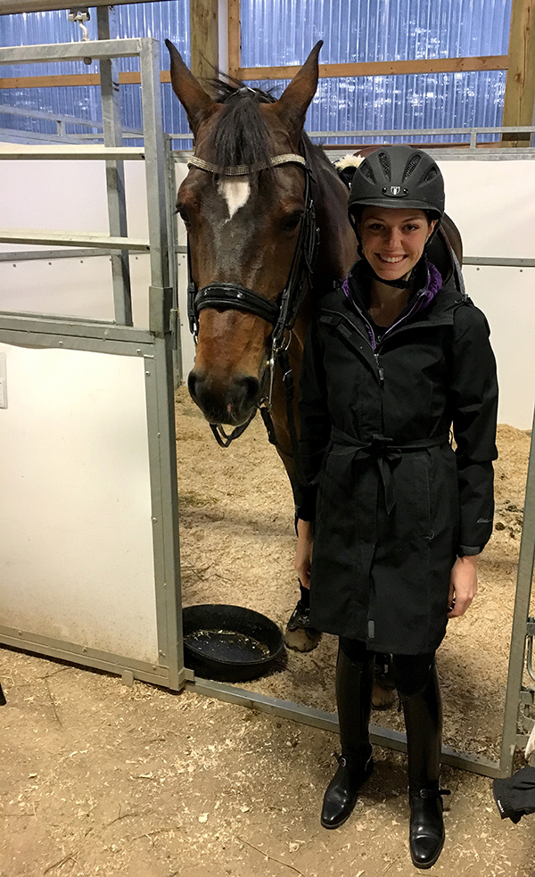 Megan Shea, shown here with her horse K2, was one of eight demonstration riders to be recognized with the October Volunteer of the Month title for participating in the Dressage Performance Advantage Symposium, held Oct. 20, 2017 in Palgrave, ON.