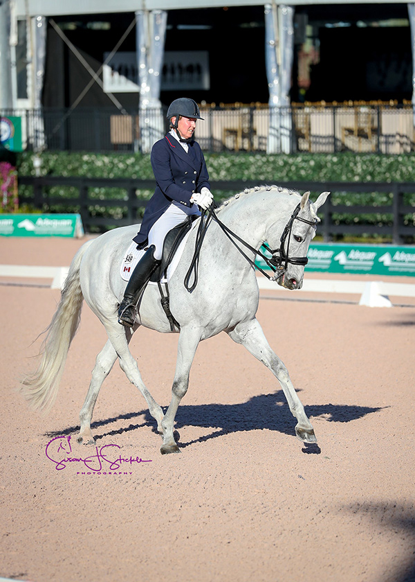 Diane Creech of Caistor Centre, ON and her mount, Robbie W kicked off 2018 on a high note, picking up a small tour win at the Adequan Global Dressage Festival series, held Jan. 11-14, 2018 in Wellington, FL. Photo by Susan J. Stickle