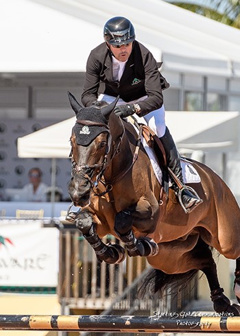 Eric Lamaze riding Artisan Farms’ Chesney scored his third $35,000 CSI3* Equinimity WEF Challenge Cup win of the season on March 15 at the Winter Equestrian Festival in Wellington, FL. Photo by Starting Gate Communications