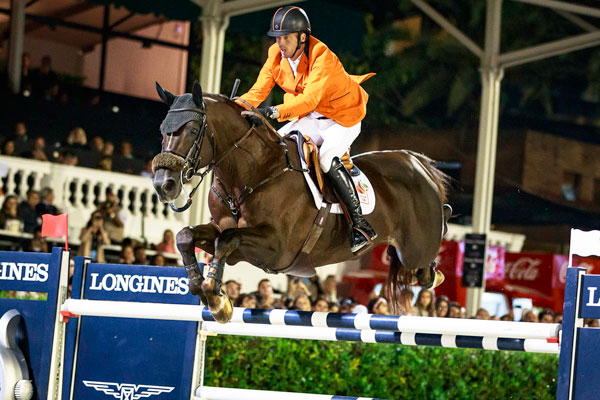 Harrie Smolders (NED) rides Don VHP Z to a clear round and secures Team Netherlands the 2017 Title during the Longines FEI Nations Cup™ Jumping Final, at the Real Club de Polo de Barcelona (ESP). Photo by FEI/Libby Law