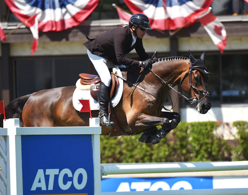 Eric Lamaze guided Chesney, owned by Artisan Farms, to victory in the $35,500 1.45m ATCO Cup on Thursday, July 5, during the CSI5* Spruce Meadows ‘North American’ tournament in Calgary, AB. Photo by Spruce Meadows Media