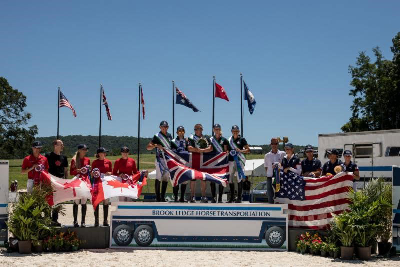 FEI Eventing Nations Cup™ podium at the Brook Ledge Great Meadow International, presented by Adequan®. Photo by 22Gates.com