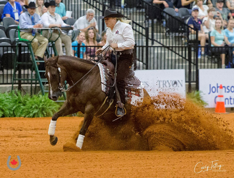 Lisa Coulter and Smart Tinseltown represented Canada in the Reining Second Individual Qualifier at the FEI World Equestrian Games ™ Tryon 2018 in Mill Spring, NC on Sept. 13, 2018. Photo © Cealy Tetley - www.tetleyphoto.com