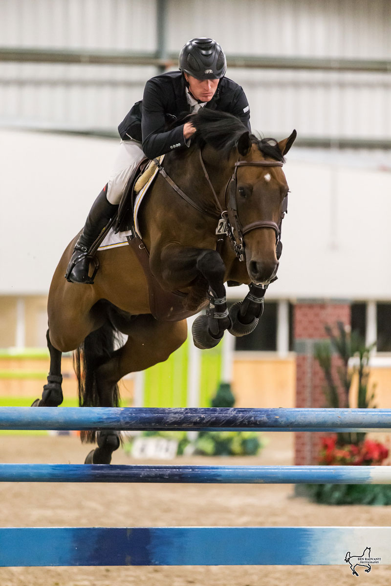 Ireland’s Daniel Coyle won the $10,000 Caledon Cup – Phase One and the $35,500 Caledon Cup – Phase Two, presented by HEP, Aviva Insurance, and Edge Mutual Insurance, riding Farrel at the CSI2* Canadian Show Jumping Tournament in Caledon, ON. Photo by Ben Radvanyi Photography