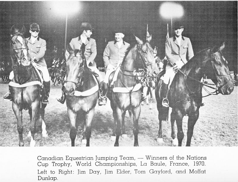 Canada’s gold medal 1970 World Show Jumping Championship team will be one of four new inductees into the Jump Canada Hall of Fame on Sunday, November 4, 2018, at the Liberty Grand in Toronto, ON. From left to right: Jim Day, Jim Elder, Tom Gayford, and Moffat Dunlap. Photo Courtesy of Equestrian Canada