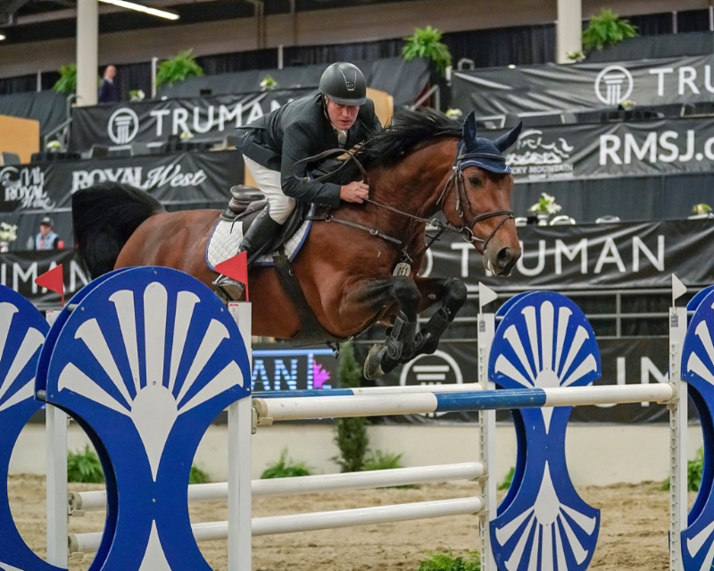 Jim Ifko aboard Un Diamant Des Forets winner of the $40,000 Grant Production Testing Services Cup at Royal West CSI3*.