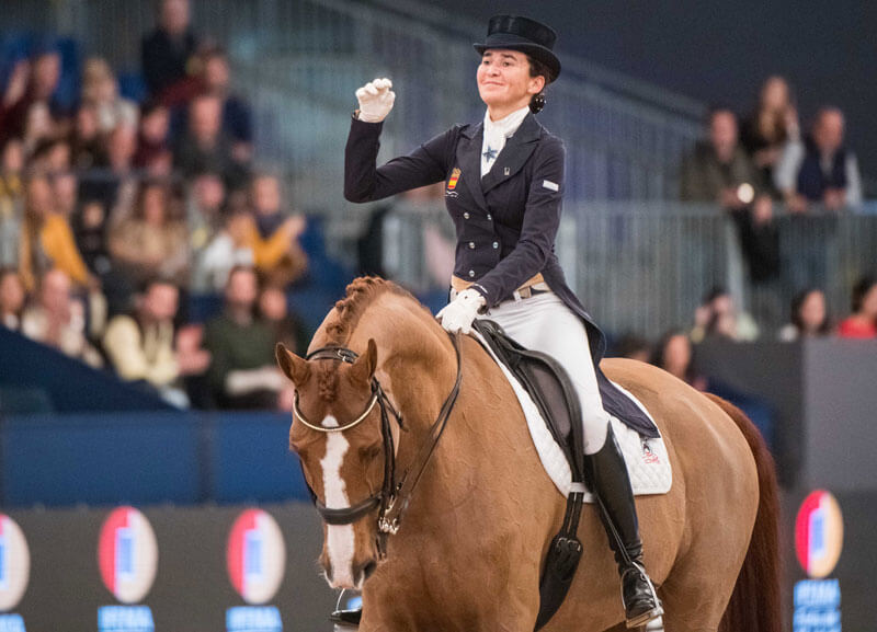 Spain’s Beatriz Ferrer-Salat and Delgado reigned supreme in today’s fourth leg of the FEI Dressage World Cup™ 2018/2019 Western European League in Madrid (ESP). Photo by FEI/Lukasz Kowalski