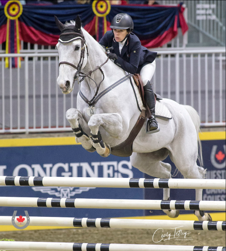 Julia Madigan, 22, of Vancouver, BC claimed the 2018 Uplands Under 25 National Championship aboard Farfelu du Printemps on Nov. 10 at the Royal Horse Show in Toronto, ON.